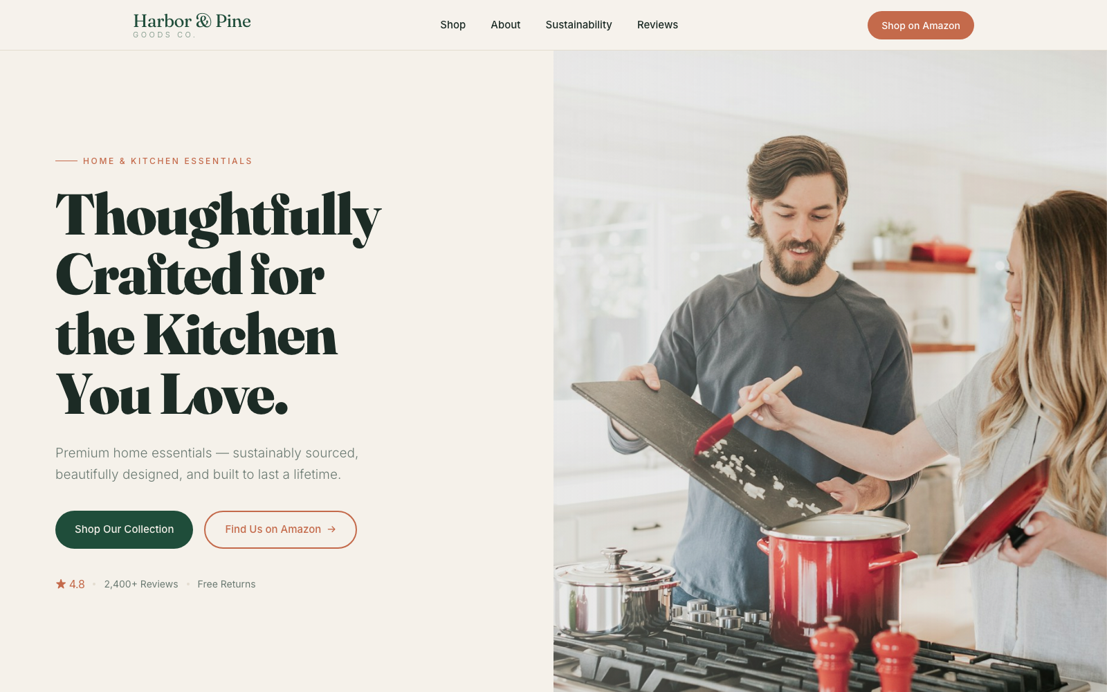 Harbor and Pine Goods website